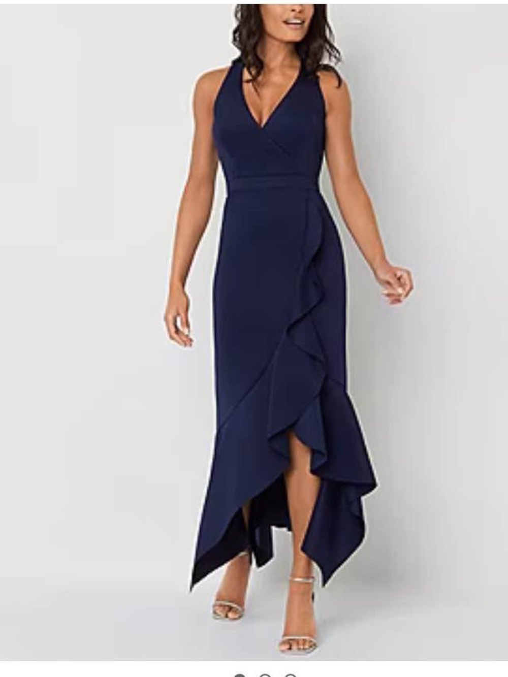Sleeveless Navy Ruffle Dress